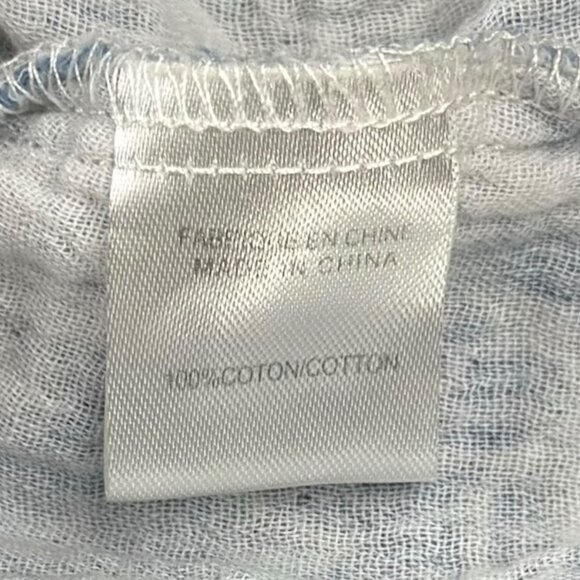 🔵 2/$15 ~ mySTYLE 2X blue floral gauze peasant blouse split neck long sleeve - Picture 8 of 9